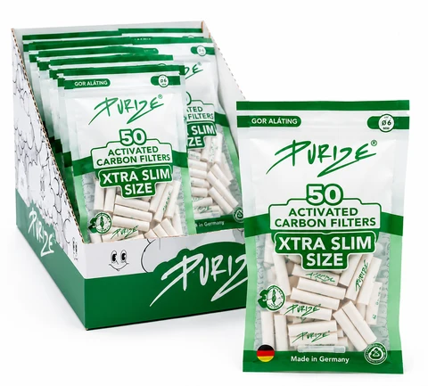Purize Activated Carbon Filters Xtra Slim Size 6mm – 50 Filtros